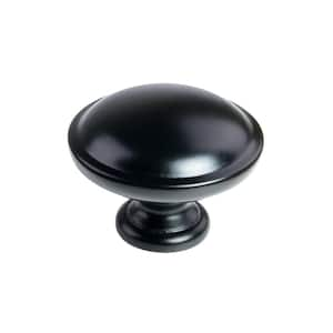 1-1/4 in. Flat Black Traditional Round Mushroom Cabinet Knob (10-Pack)