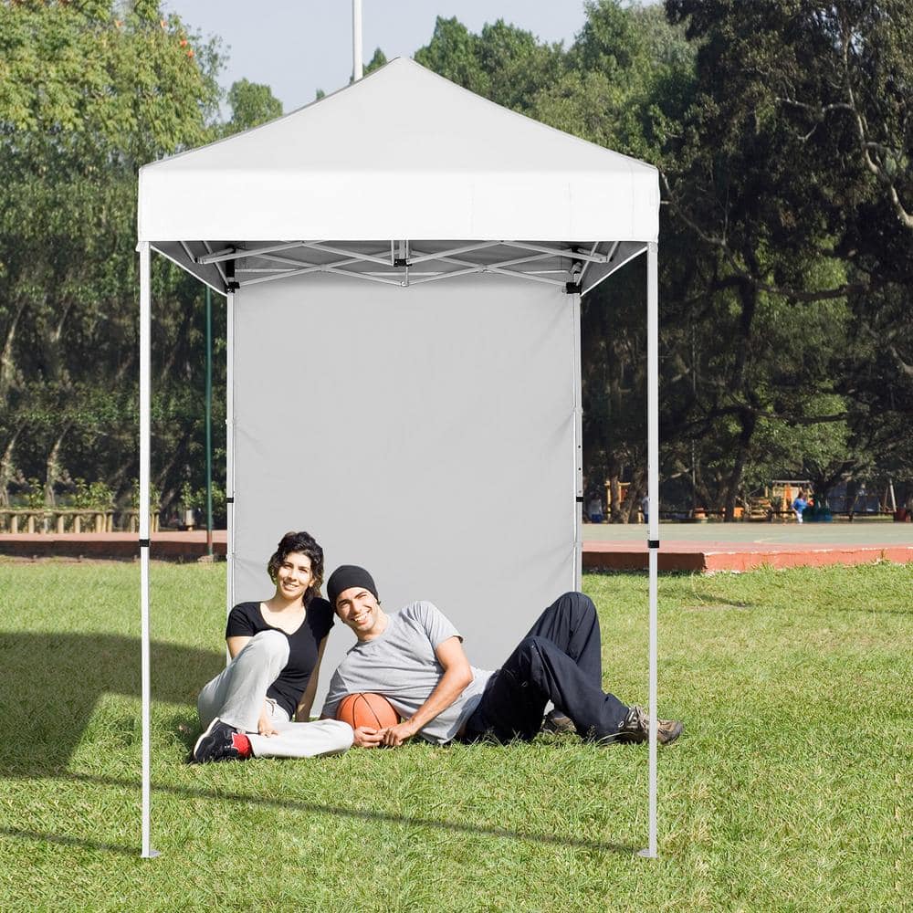 White 5x5 Outdoor Portable Canopy Tent with Sunwall and Carry Bag