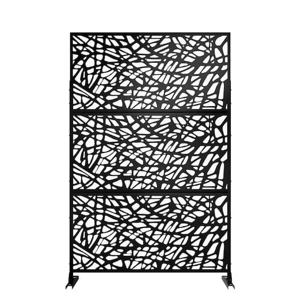 Tidoin 6.33 ft. H x 3.93 ft. W Black Laser Cut Metal Privacy Mesh Screening Garden Fencing with Adjustable Panel
