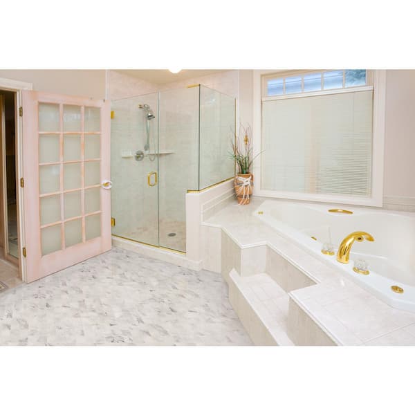 Calacatta Cressa Arabesque 12 in. x 12 in. Honed Marble Mesh-Mounted Mosaic Floor and Wall Tile (10 sq. ft. / case)