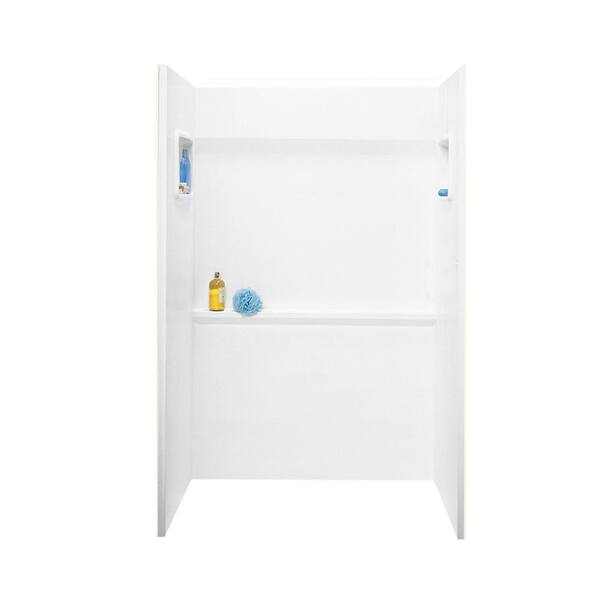 Swan 34 in. x 48 in. x 72 in. 3-Piece Direct-to-Stud Alcove Shower Surround in White