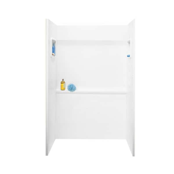 Swan 34 in. x 48 in. x 72 in. 3-Piece Direct-to-Stud Alcove Shower Surround in White