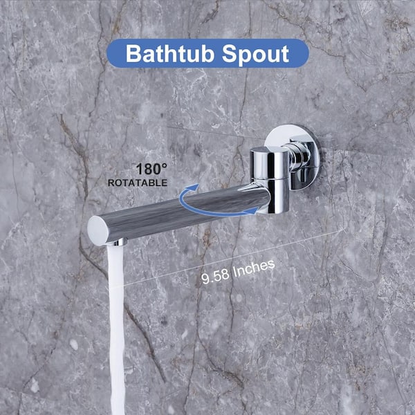 ExBrite Shower System Shower Faucet Combo Set Wall Mounted with 12 Rainfall Shower Head Chrome Finish 63858031