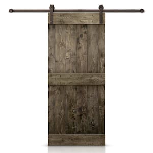 Mid-bar Series 42 in. x 84 in. Pre-Assembled Espresso Stained Wood Interior Sliding Barn Door with Hardware Kit