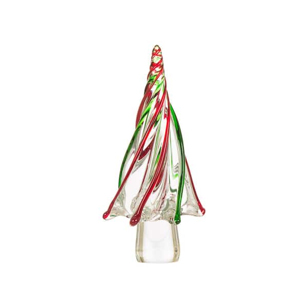 Glitzhome 11.5 in. H Large Stripes Glass Table Tree