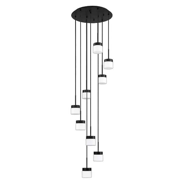 Kendal Lighting NUON 9-Light Black Drum Pendant Light