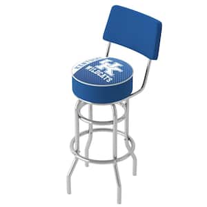 University of Kentucky Text 31 in. Blue Low Back Metal Bar Stool with Vinyl Seat