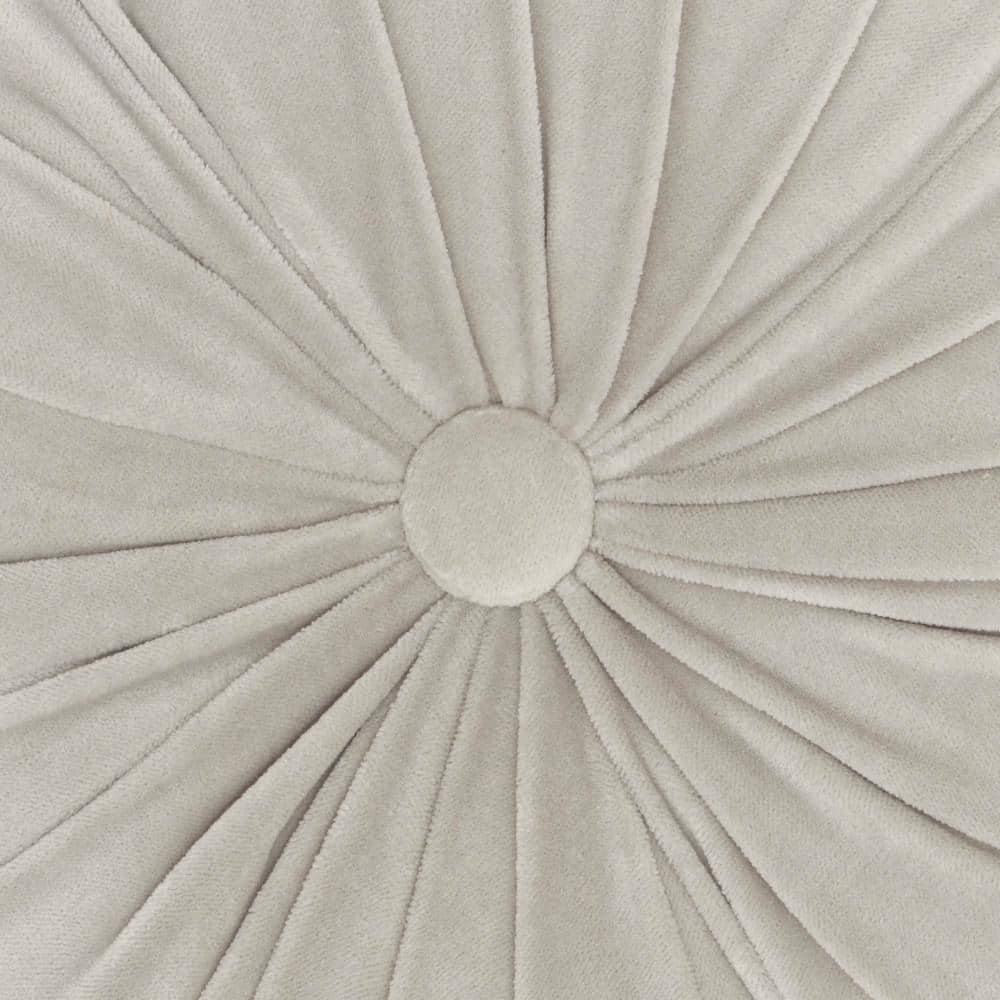 Light Gray Velvet Round Decorative Throw Pillow, 16" x 16"