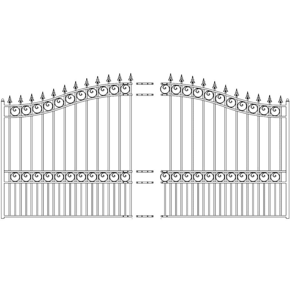 Black Steel Arched 16 ft Driveway Gate with Opener