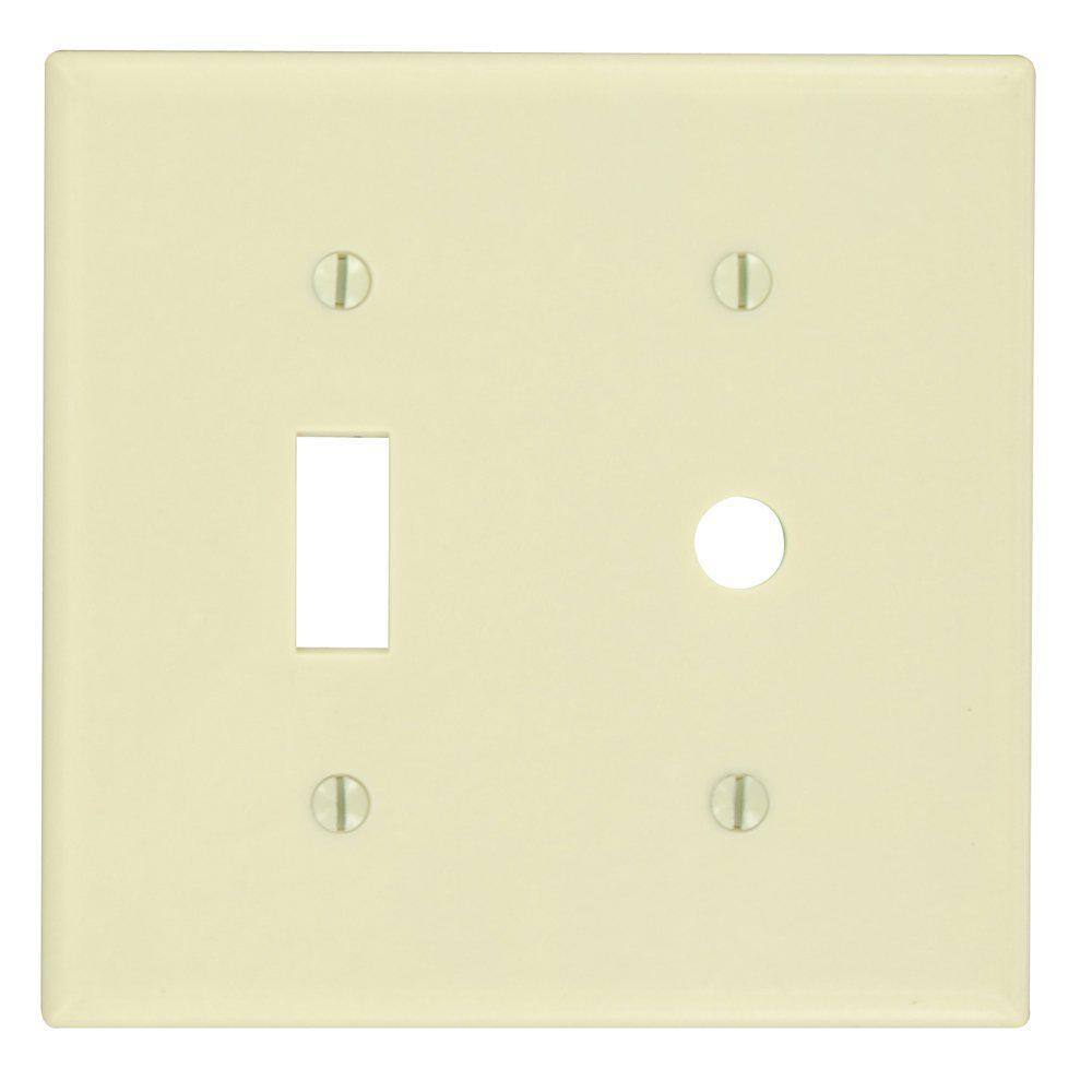 Ivory 2-Gang Plastic Wallplate with Toggle and Coaxial