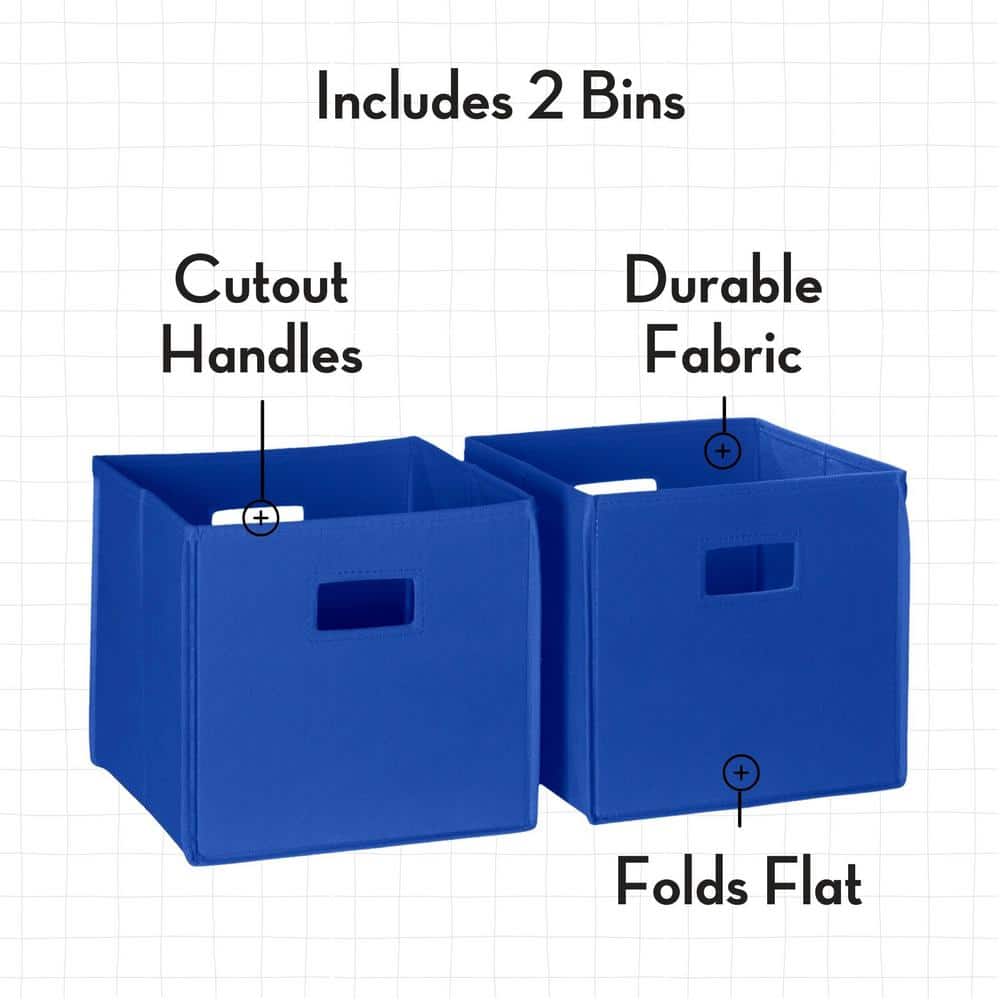 Blue Collapsible Plastic Cube Storage Bins with Handles - Set of 2