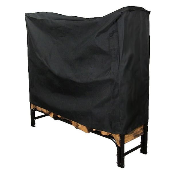 4 ft. Black Heavy-Duty Firewood Log Rack Cover