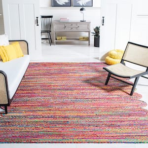 Cape Cod Red/Multi 6 ft. x 6 ft. Striped Braided Abstract Square Area Rug