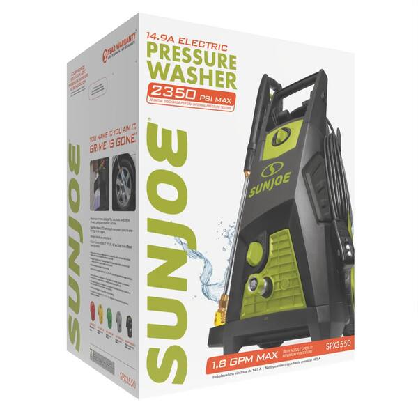 Sun Joe SPX3550 Brushless Induction Electric Pressure Washer , w/ 5-Quick Connect Nozzles , 2350 PSI Max , 1.8 GPM Max