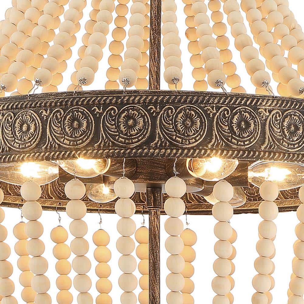 Bohemian Black and Gold Beaded 6-Light Chandelier