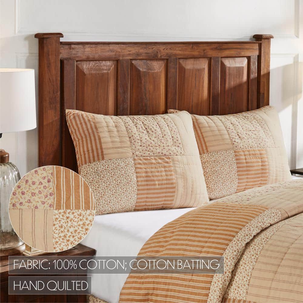 Camilia Patchwork Gold and Soft White Cotton Standard Sham