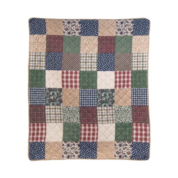 Rustic Paisley Blue and Green Cotton Throw Blanket