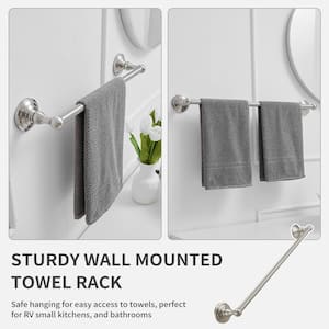 5-Piece Bath Hardware Set with 2-Towel Bars/Racks Towel/Robe Hook, Toilet Paper Holder in Brushed Nickel