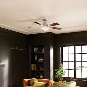 Vinea 52 in. Indoor Brushed Stainless Steel Downrod Mount Ceiling Fan with Integrated LED with Wall Control Included