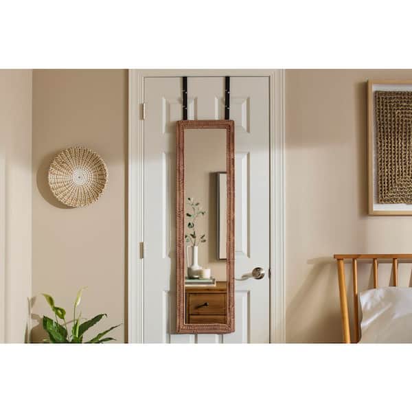 Poly Rattan Over the Door Natural Framed Mirror (13 in. W x 47 in. H)