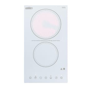 12 in. Radiant Electric Cooktop in White with 2 Elements including High Power Element