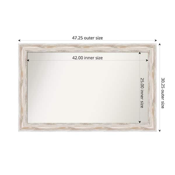 Amanti Art Alexandria Whitewash 47.25 in. x 30.25 in. Custom Non-Beveled Wood Framed Bathroom Vanity Wall Mirror