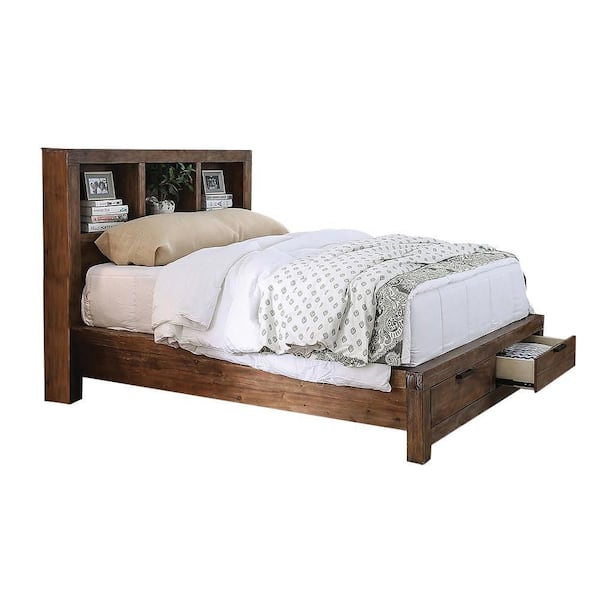 Unbranded Jhon Brown Wood Frame King Platform Bed