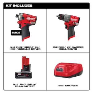 M12 FUEL 12-Volt Lithium-Ion Brushless Cordless SURGE 1/4 in. Impact Driver & M12 FUEL Hammer Drill w/Battery & Charger