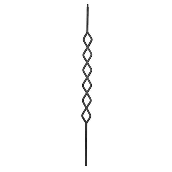 arteferro 44 in. x 2-3/4 in. Diamond Accent Design Classic Black Powder Coated Wrought Iron Baluster