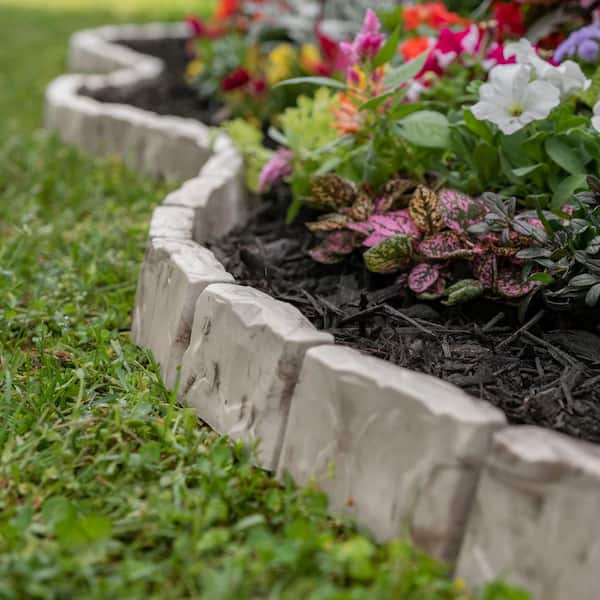Decorative Faux Stone 60 ft. x 2.7 in. Brown Plastic No-Dig Landscape Edging Kit