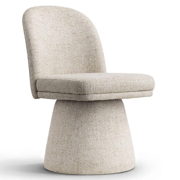 Oatmeal Upholstered Fabric Swivel Side Dining Chair