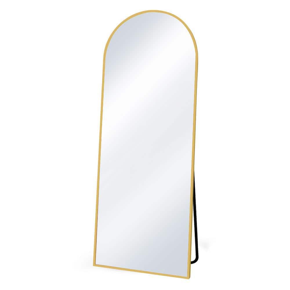 65 in. W x 23.6 in. H Arched Glass Framed Wall Bathroom Vanity Mirror in Go