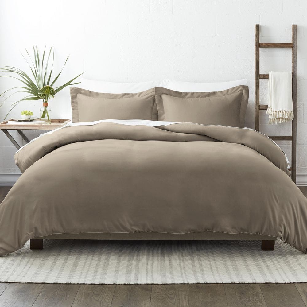 Taupe Microfiber Twin/Twin XL Duvet Cover Set with Pillow Sham