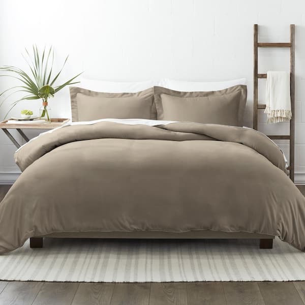 Becky Cameron Performance Taupe Twin 3-Piece Duvet Cover Set