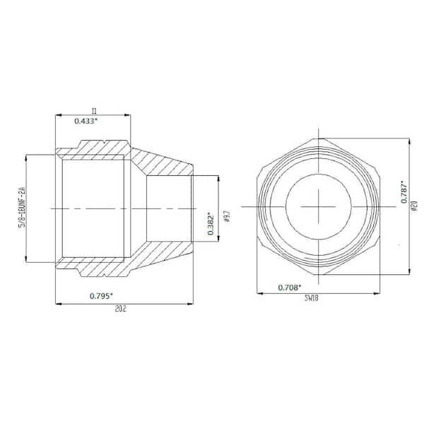 3/8 in. Flare Brass Nut Fitting (2-Pack)