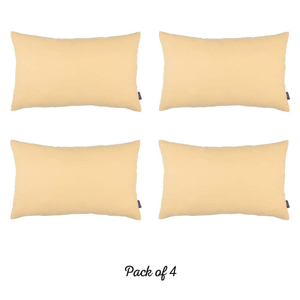 Beige Polyester Lumbar Pillow Covers Set of 4