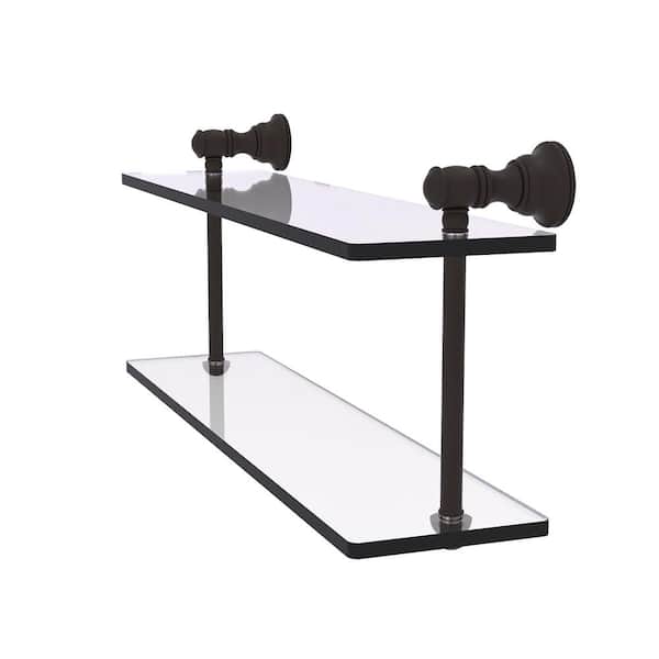 Allied Brass Carolina Collection 16 in. W x 9.2 in. H x 5.6 in. D Glass Rectangular Shelf in Oil Rubbed Bronze