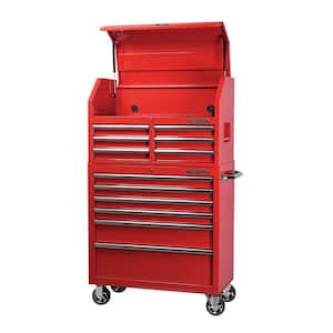 36 in. W x 18 in. D Standard Duty 12-Drawer Combination Rolling Tool Chest and Top Tool Cabinet in Gloss Red