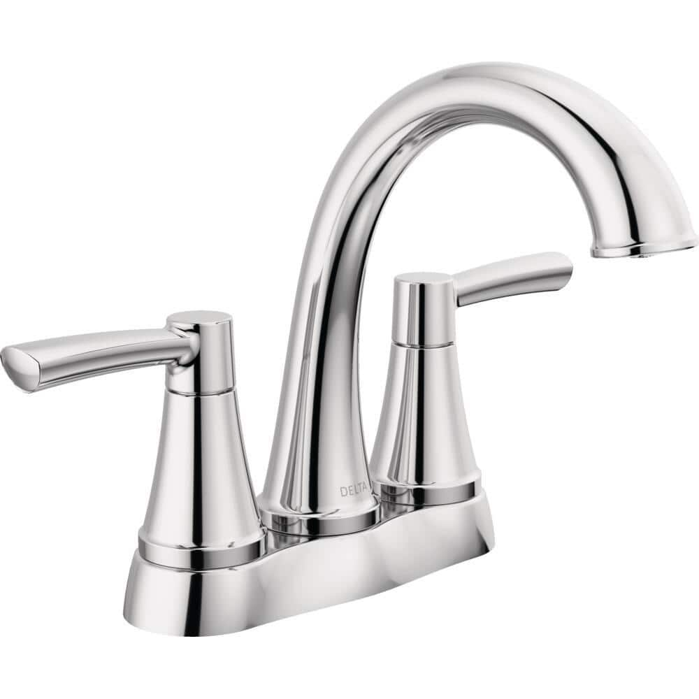 Delta Casara 4 in. Polished Chrome Centerset Double Handle Bathroom Faucet