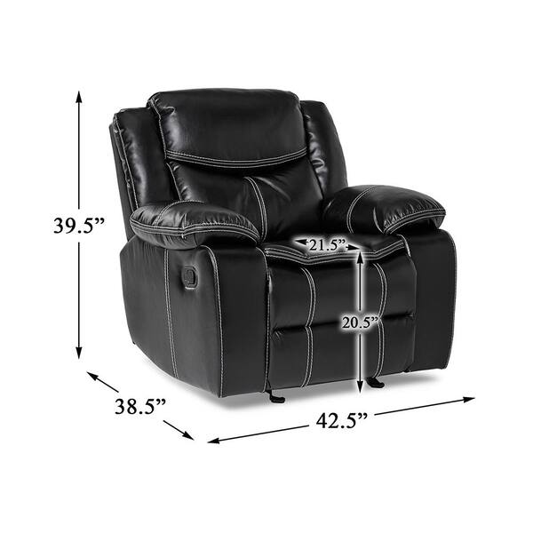 Lazzara Austin Black Faux Leather Glider Recliner 8230BLK-1 - The