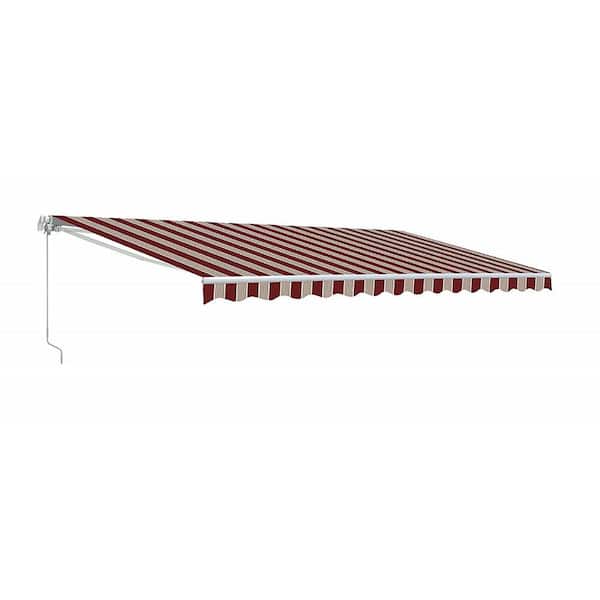 ALEKO 16 ft. Motorized Retractable Awning (120 in. Projection) in Multi-Stripe Red