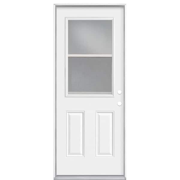 Masonite 32 in. x 80 in. Premium Vent Clear Steel 1/2-Lite Left-Hand Inswing Primed White Prehung Front Exterior Door