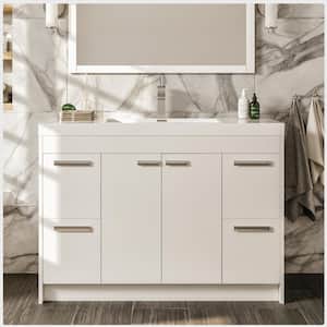 Lugano 42 in. W x 19 in. D x 36 in. H Single Bath Vanity in White with White Acrylic Top and White Integrated Sink