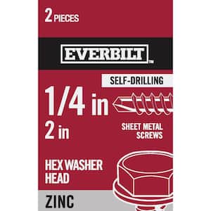 #14 x 2 in. Zinc Plated Hex Head Sheet Metal Screw (2-Pack)