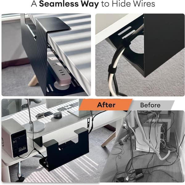 Yichuhaoxi Clamp-On Steel Cable Management Tray Under Desk Heavy