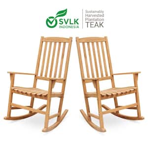 Thames Teak Wood Outdoor Rocking Chair (Set of 2)