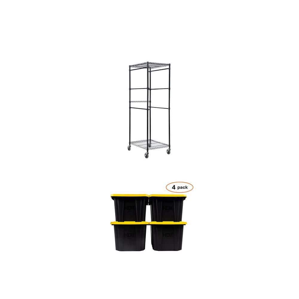 HDX Tote Rack (22 in. W) with Steel Wire Shelf and 27 Gallon Tough ...