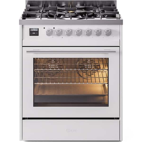 Professional Plus II 30 in. 5 Burner Freestanding Dual Fuel Range in White