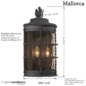Mallorca 2-Light Spanish Iron Outdoor Wall Lantern Sconce