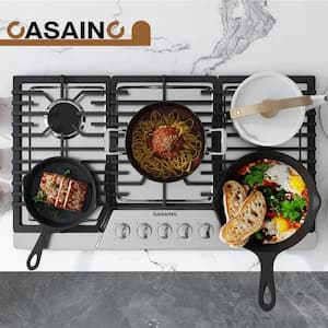 36 in. 5 Burners Recessed Gas Cooktop in Stainless Steel with Power Burners and LP Kit, CSA Certified